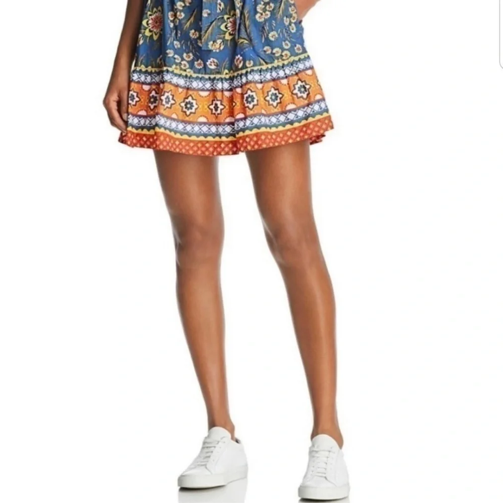 Joie Boho Blue Orange mini dress with belt